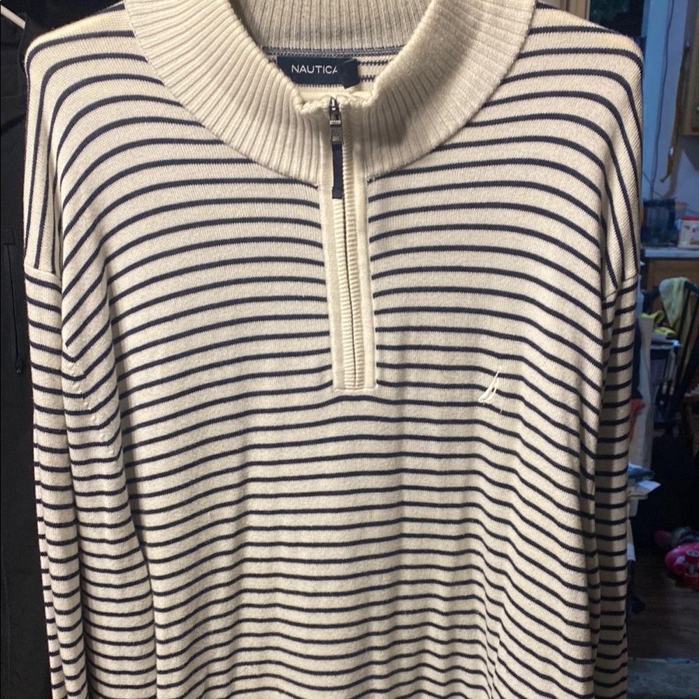 Nautical Striped Half-Zip light Spring Sweater